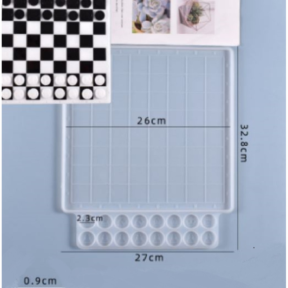 Молд шахматная доска с плоскими шахматами
